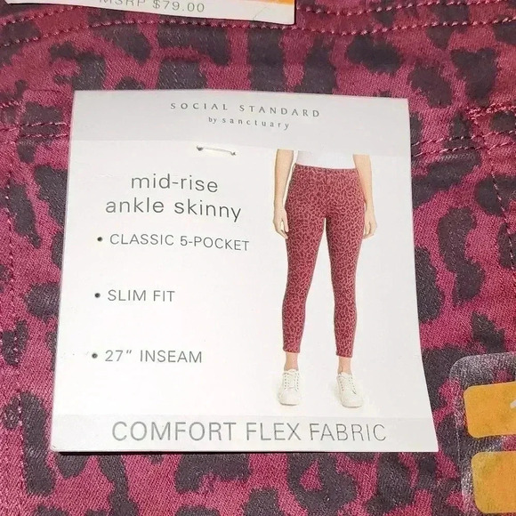 Social Standard by Sanctuary Sketchy Cheetah Ankle Skinny NWT - Picture 2 of 4